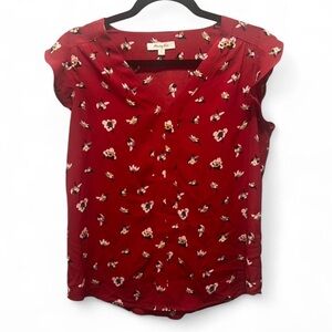 Monday Fun Red Floral Blouse